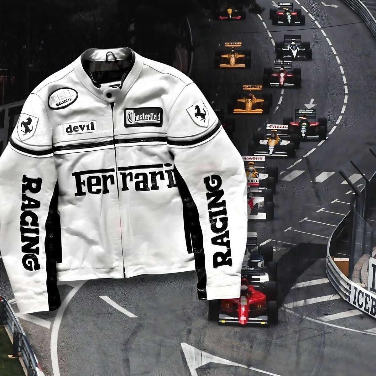 Jaqueta Ferrari Branca de Couro